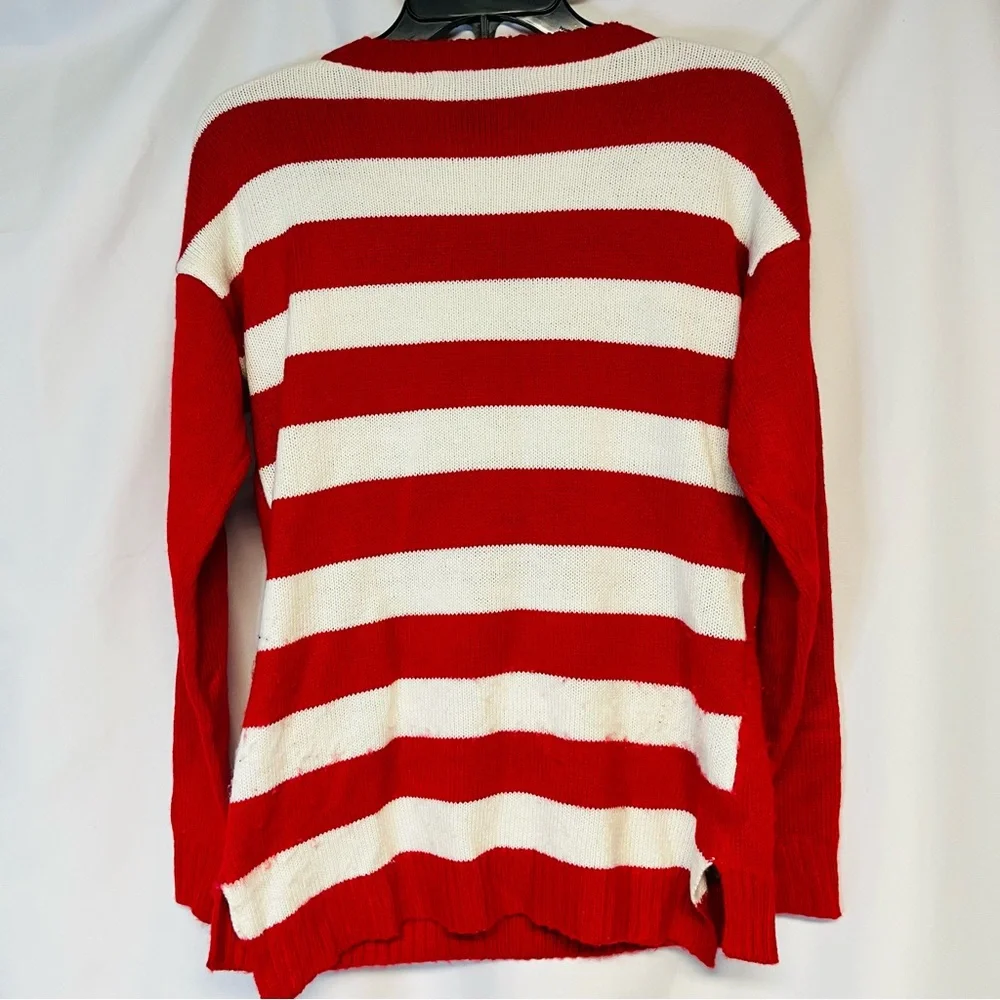 Christmas Red Reindeer Crew Neck Sweater by US Company with bells - Picture 2 of 5